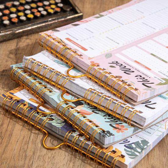 52týdenní odtrhávací jídelní plánovač, spirálová vazba, odnímatelný nákupní seznam, nedatovaný blok pro plánování menu do kuchyně