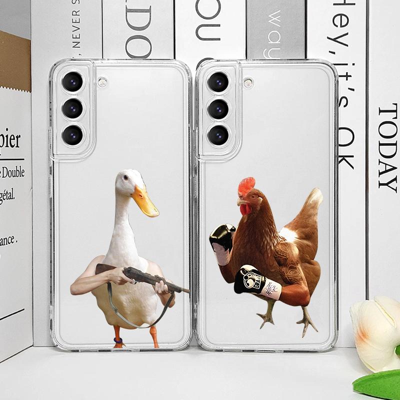 Funny Cartoon Fighting Duck Chicken Transparent Phone Case for Vivo 50 Lite V30 V27 V25 V23 Pro Y36 Y29 Y76 Y75 Y100 Soft Cover