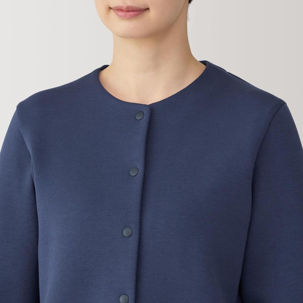 MUJI Double Knit Sweat Size BB2R1A4A Women's Cardigan, Navy, XS,