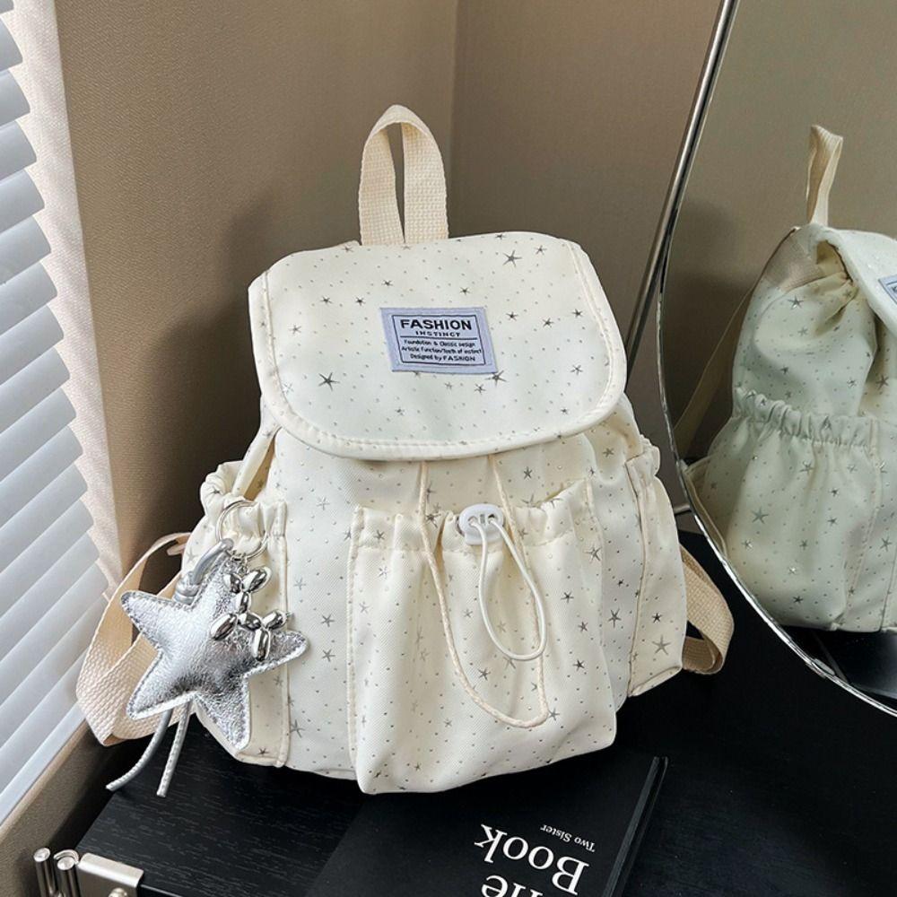 Large Capacity Star Print Drawstring Backpack Students School Bag Junior High School Students