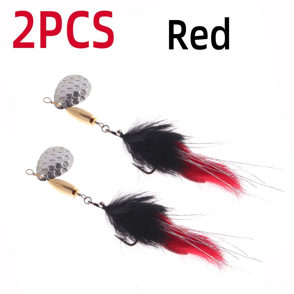 Bimoo 2pcs/5pcs Mix Bead Chain Eye  Hare Zonker Streamer W/Brass Sinker Spoon Lure Bait Set Decoy Bait Sequins Stinger Fishhook Spinner Fishing Lure