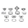 Fashion Women Carved Starry Sky Rhinestone Knuckle Rings Set 14 In 1
