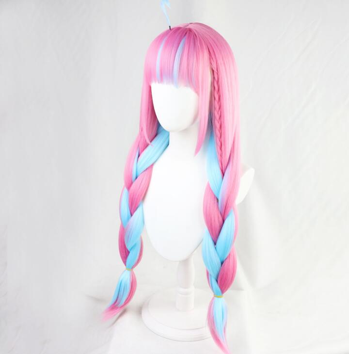 

Аниме VTuber Hololive Минато Аква Парик Смешанные Синие Розовые Косы Девушки Двойные Хвостики Косплей Длинные Плетеные Синтетические Волосы One Size розовый