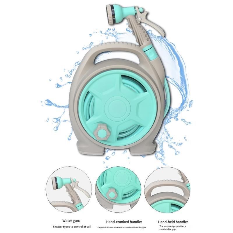 Retractable 50FT Garden Hose Reel Design with Multi Pattern Nozzle for Patios Use Water Hose