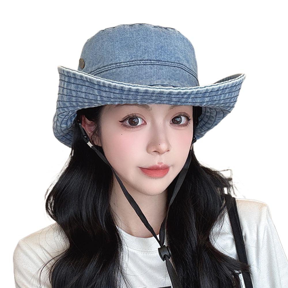 Anti-UV Summer Bucket Hat Western Cowboy Sun Hat Portable Panama Hat  Camping Hiking