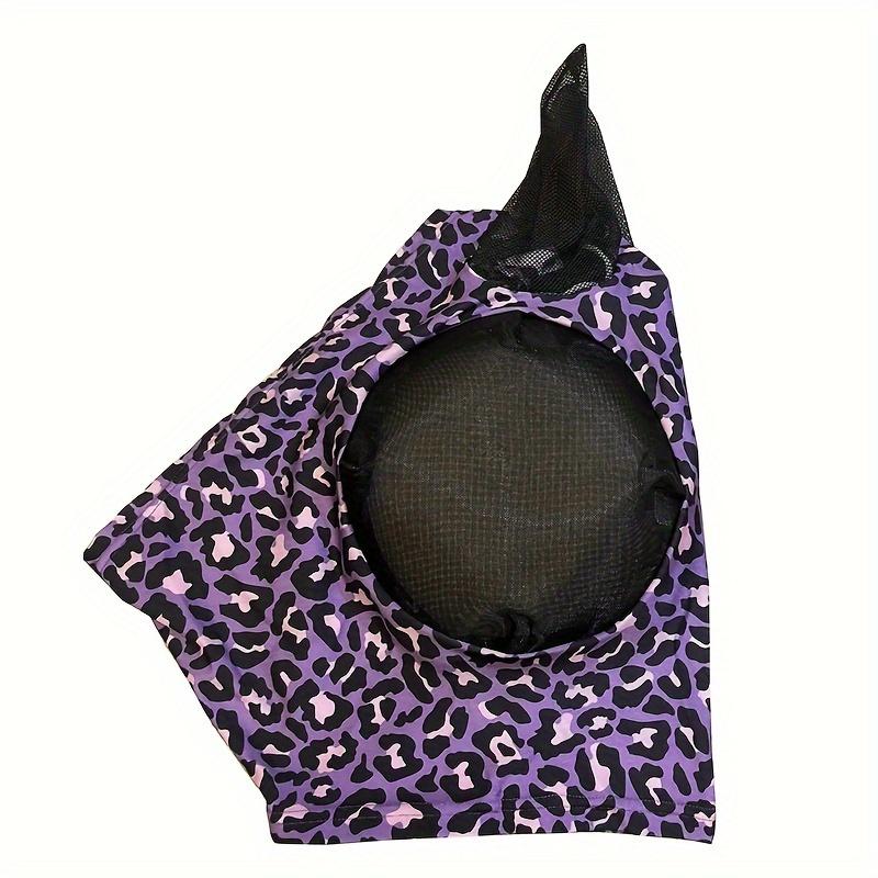 1pcs Leopard Print Horse Fly Masks with Ears - Comfortable, Elastic & Durable Riding Gear for Horses