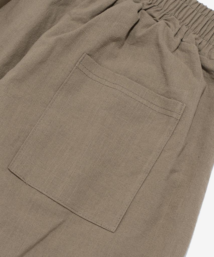 Cargo Bros Linen-Like Pintuck Wide Shorts (Khaki)
