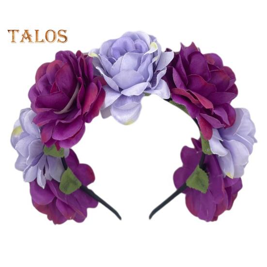 Imitation Rose Flower Headband Retro Fake Flower Decor Crown Headband Women Headpiece Hair Hoop Party Decor
