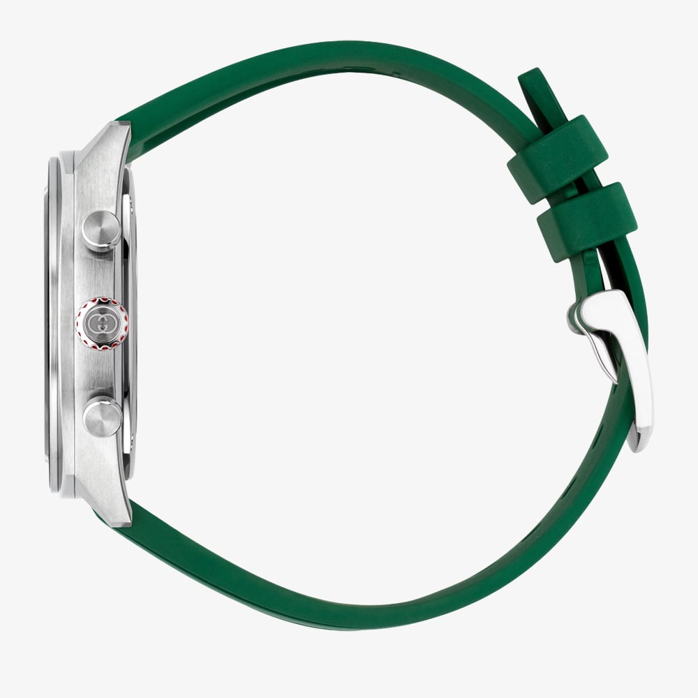 Gucci YA142319 Kenetlenen Yeşil Kauçuk Kayışlı Erkek Saati
