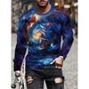 Mountain Water Ship Pattern T-Shirt For Men Chinese Buddha 3D Printed Tees Casual Long Sleeves Unisex T Shirts Loose O-Neck Tops