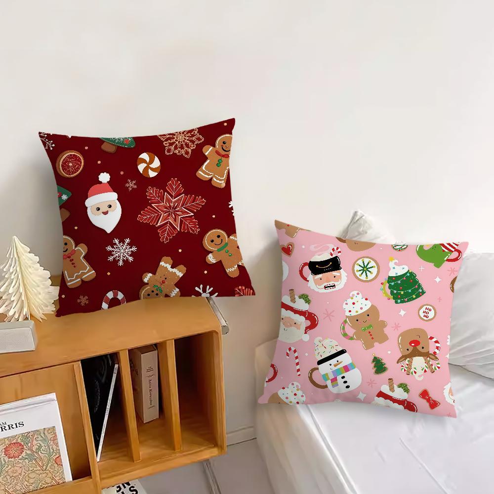 Christmas Cartoon Gingerbread Man Cushion Cover Pillow Cover Decoration Room Home Sofa Living Office Car Nordic Simplicity