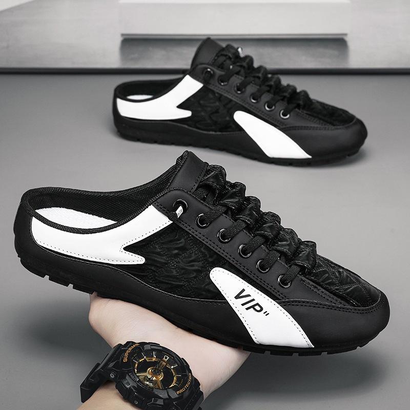 Foreign Trade Large Size Men's Shoes Spring Half Slippers Men's Casual Breathable Korean Version Trend Lazy One Pedal Doudou Shoes