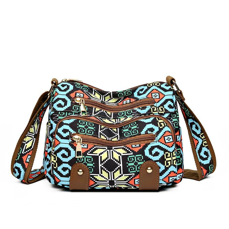 

Сумка для женщин среднего возраста, сумка через плечо, водонепроницаемая сумка из ткани Оксфорд, сумка через плечо из напечатанного холста, многослойный кошелек, деловая сумка 23x10x18cm коричневый