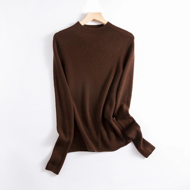 

Extended semi-turtleneck wool sweater women s 0 full wool seamless integrated knitted backing soft waxy fleece autumn top new S