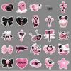 50 Sheets of 3D Black Pink Ins Style Waterproof Decorative Stickers for Journals, Notebooks, and Phone Cases