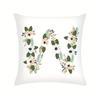 Plant Flowers Alphabet Printed Cushion Cover Spring Home Seat Decorative Pillowcase  Square Polyester Letters Pillow Cover