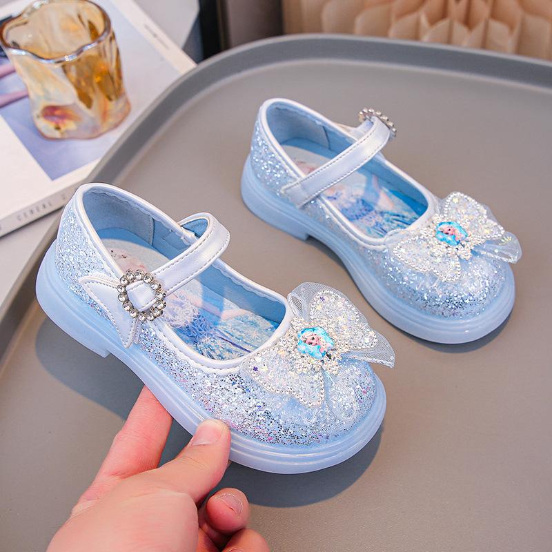 Girls Princess Shoes Spring and Autumn Soft Sole Women's Treasure Small Leather Shoes Sequins Foreign Style Girls Single Shoes Dance Performance Ch