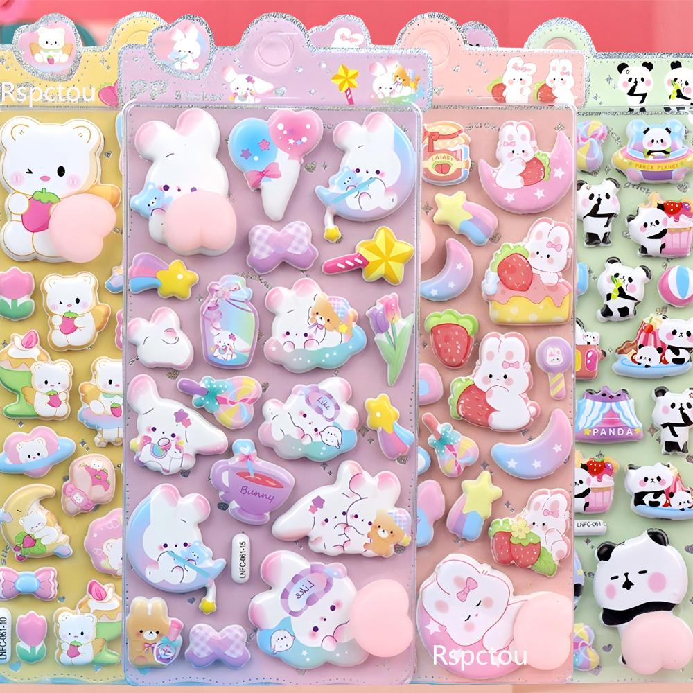 1pcs Funny Cute Anime Animal Series Bubble Stickers Kawaii Bear Rabbit Cartoon Pinchable Buttocks Decals Decompression Toy Gift
