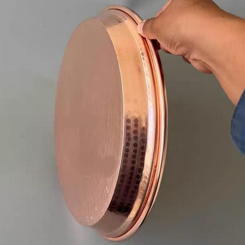 Multiple Sizes Round Shape Copper Fruit Tray,Retro Engraving Hammer Texture Home Portable Food Plate,Snack Disc Table Decoration
