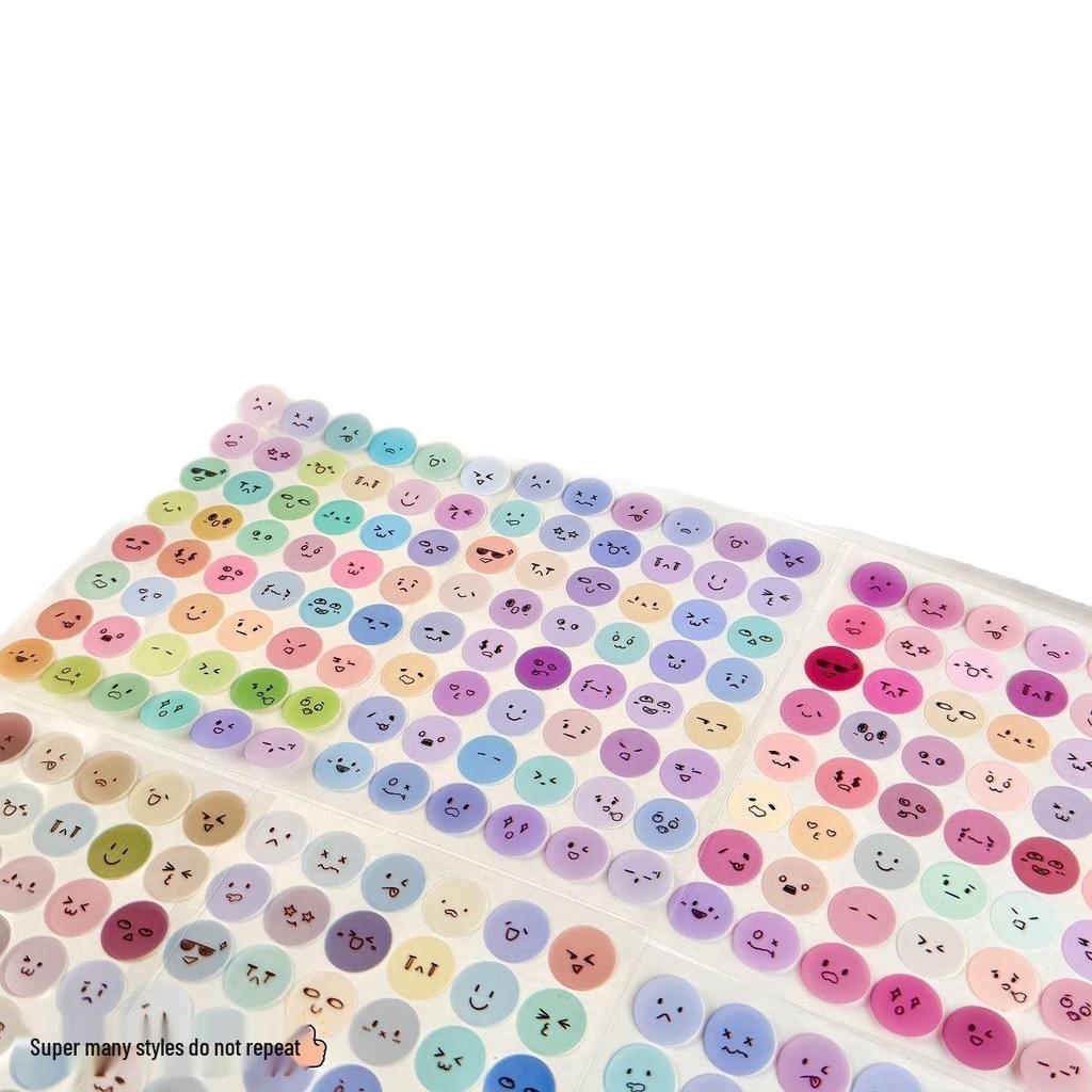 Creative Cute Round Expression Smiley Face Sticker Book with Decorative Patterns for Sealing and Packaging.