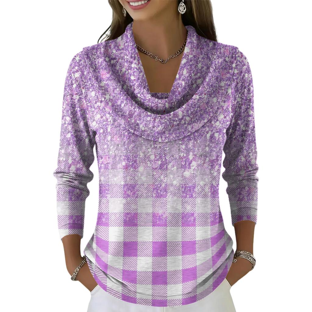 Dámský ležérní a módní svetr s dlouhým rukávem a potiskem, kulatým výstřihem