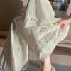 Niche Design Hollow Lace Patchwork Casual Pants Women's Summer High Waist Loose Wide Leg Lazy Style Straight Leg Pants