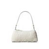 Calvin Klein Elegant Niche Design Pleated Armpit Bag Mixed Material Shoulder Bag Medium Size Women's Milk White