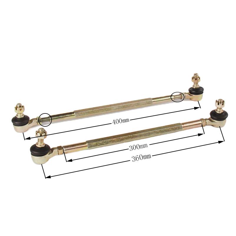One pair 300mm-330mm M10 Steering Shaft Tie Rod with Tie Rod Ball Joint for 4 wheel kart modification ATV Quad 50cc-250cc M10 300mm