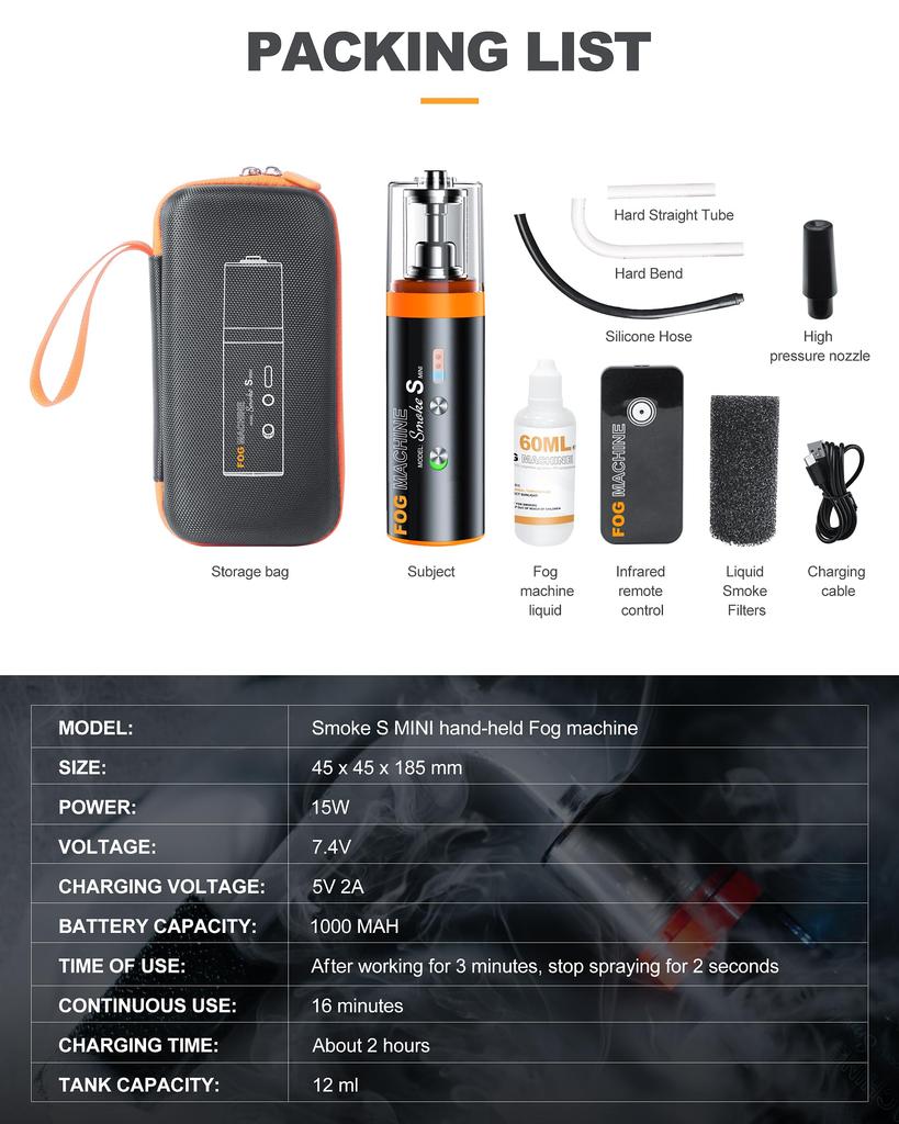 LENSGO Mini Fog Portable Smoke Outdoor Remote Control Smoke Portable Fog Machine/Handheld Machine/Small Machine/Indoor Machine/Photography/Halloween