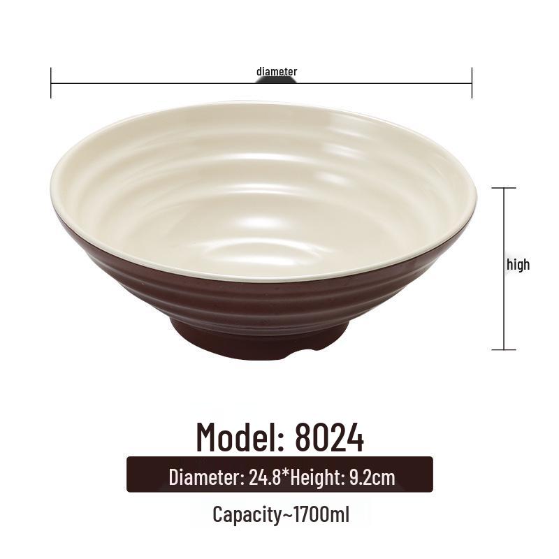 Melamine White Noodle Bowl, Imitation Porcelain, Large Plastic Soup/Rice Bowl for Commercial Use.