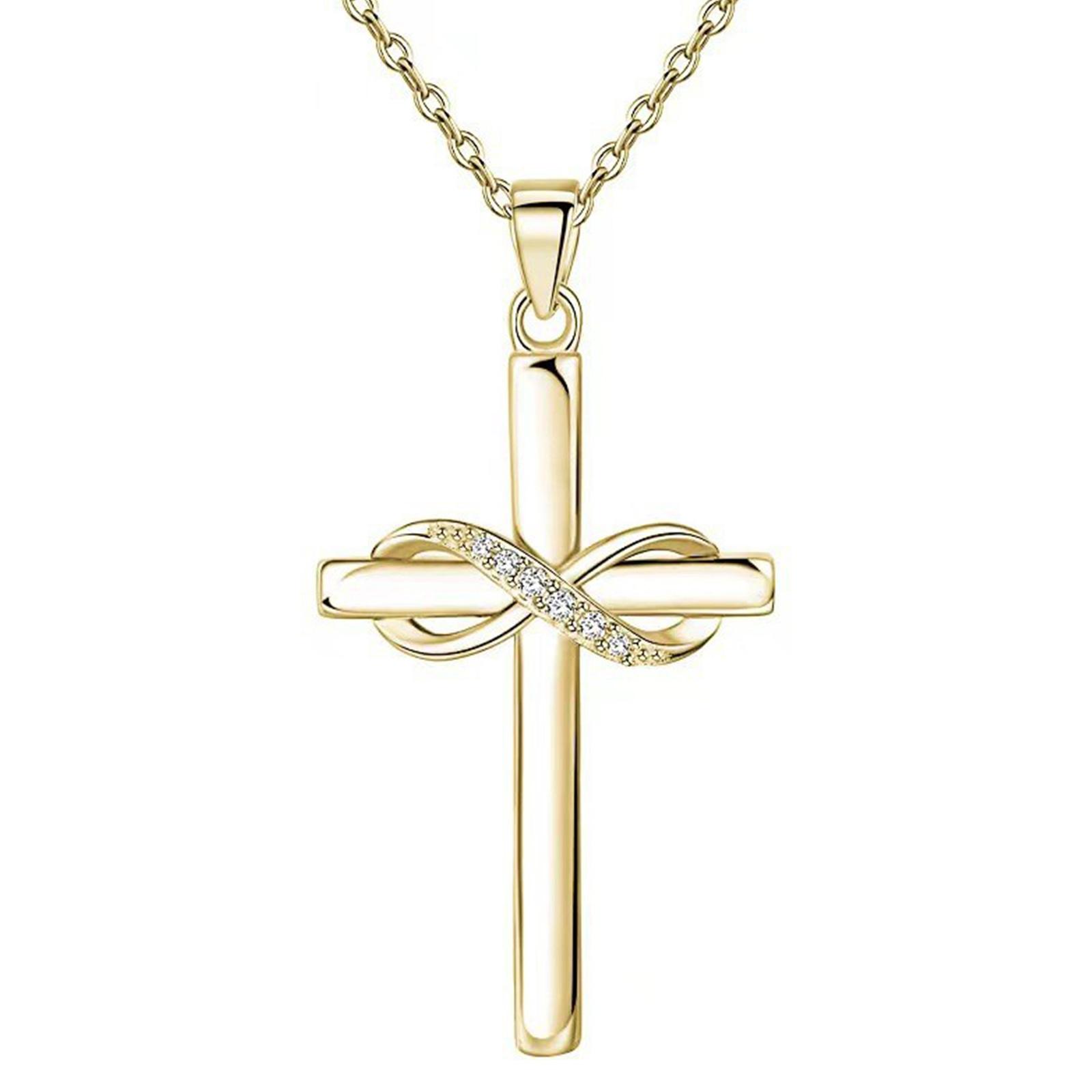 

Love You Forever Cross Necklace Gold Color Infinity Pendant Neckchain Faith Jewelry Gift for Girlfriend Family Friends