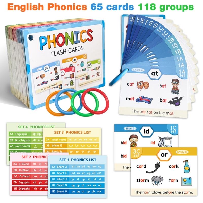 Kids Phonics Learning Cards Educational Toys English Words Learn To Read Cards English Learning Tool