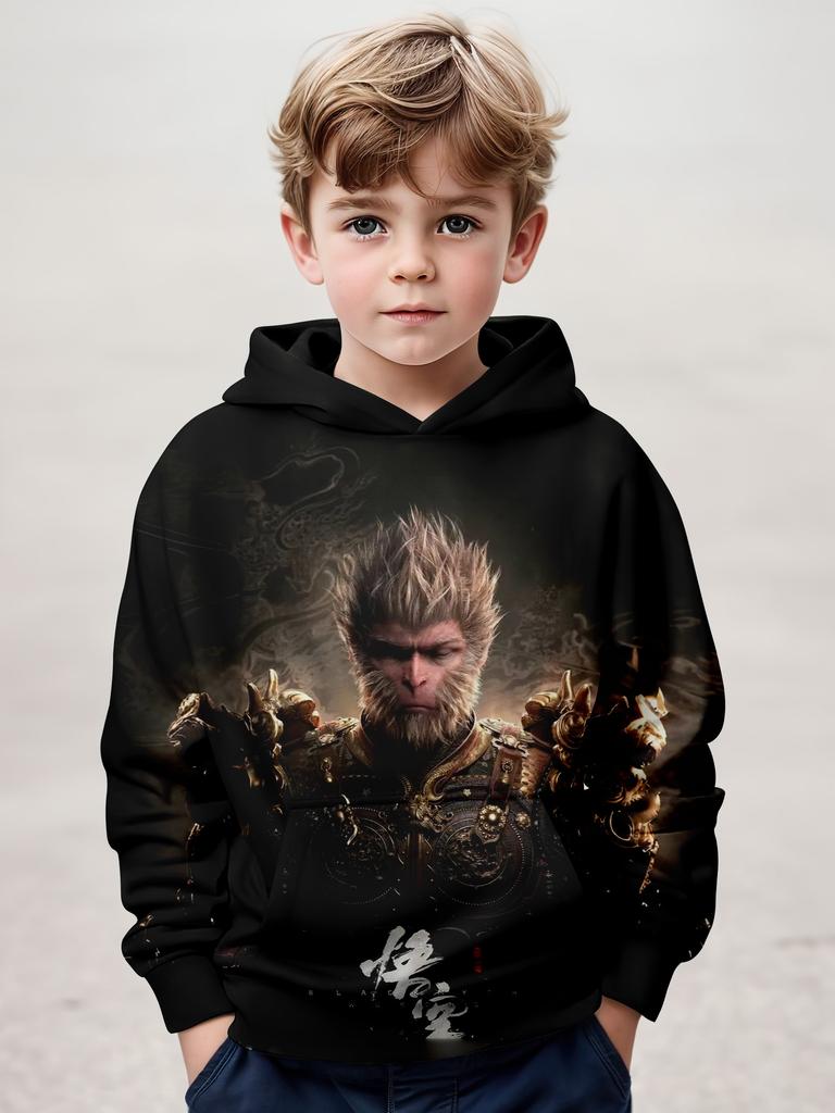 Haine pentru copii Hanorace Haine pentru băieți Imprimeu 3D Black Myth Wukong Haine pentru copii de primăvară-toamnă Hanorac cu glugă de exterior la modă
