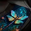 4pcs Dragonfly Pattern Printed Car Floor Mats - Universal Front And Rear Full Coverage Interior Decoration Additions, Suitable for Sedans, Vans