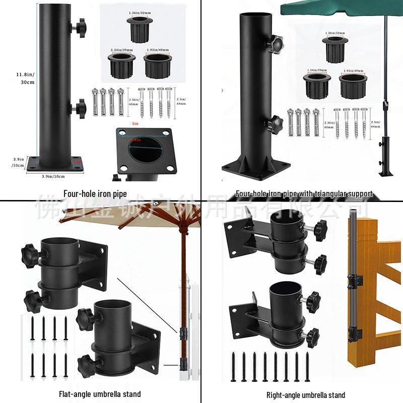 Ground Insert Iron Umbrella Stand - Universal Carbon Steel Umbrella Pole Holder and Fixing Base for Outdoor Use
