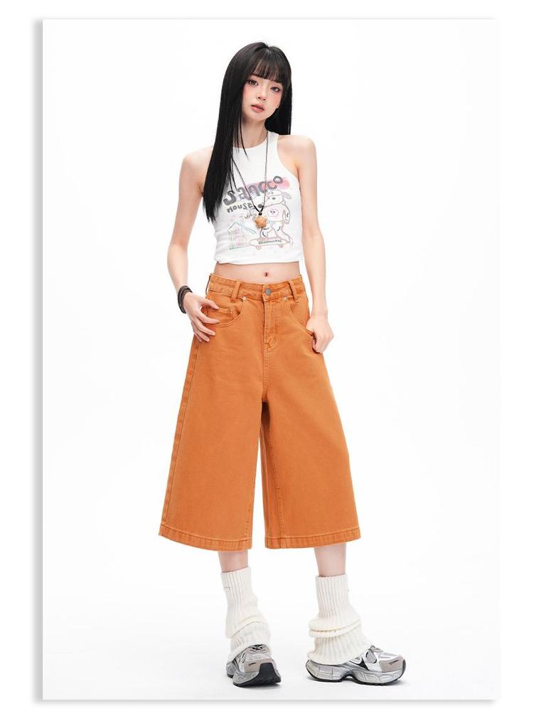 American Orange Cropped High-Waisted Wide-Leg Jeans for Women - Spring/Summer 2026 Collection