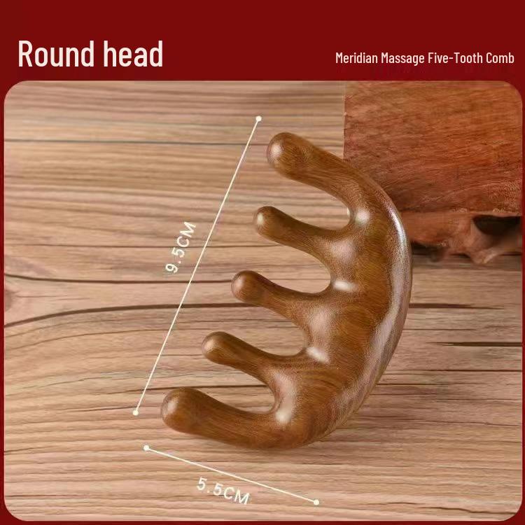 Gold Sandalwood Double-Sided Carved Massage Comb