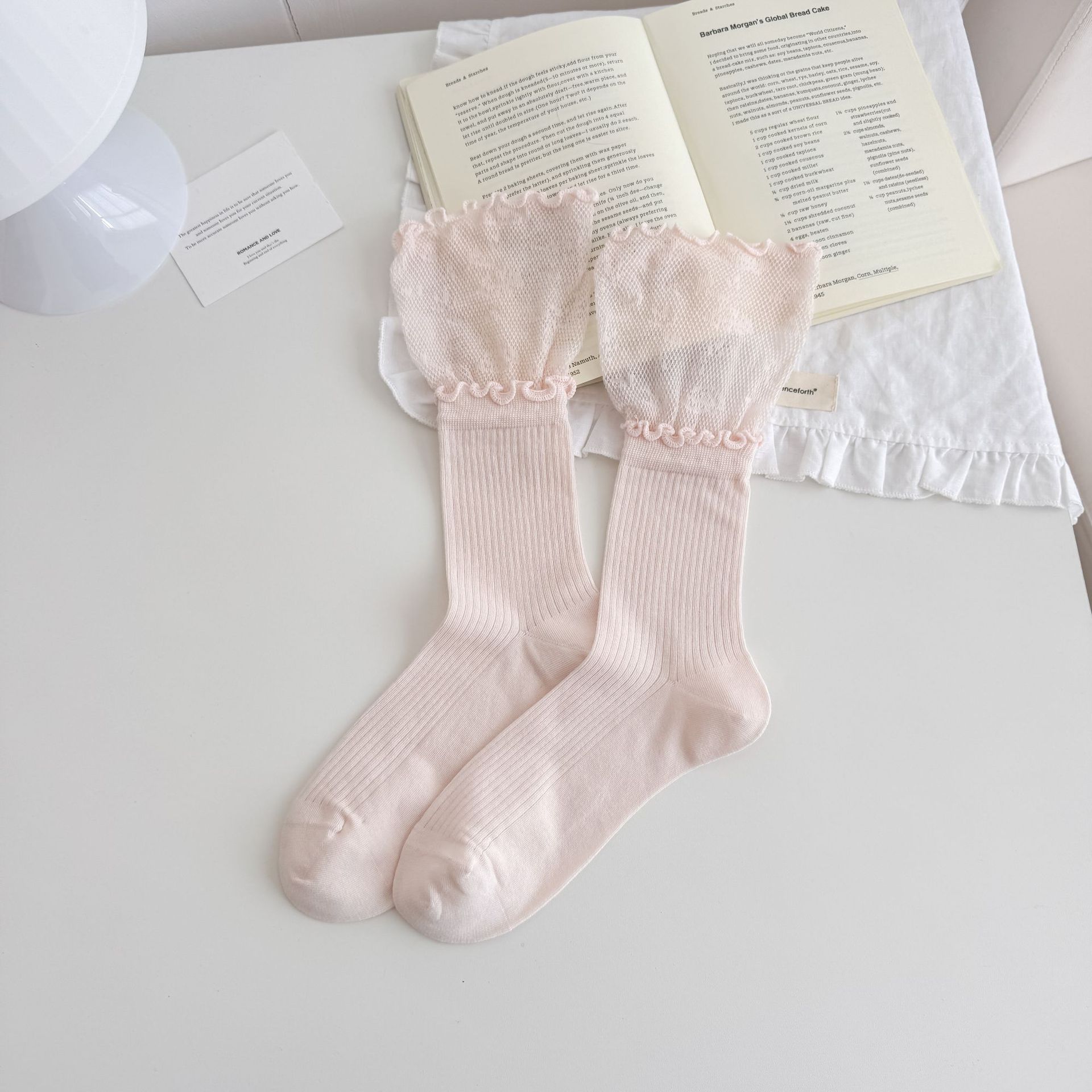 

Double Layer Ruffle Stacked Socks Women New Loose Top Korean Fashion Ins Style Calf Sock Casual Trendy Breathable Mid-Cute Daily One Size