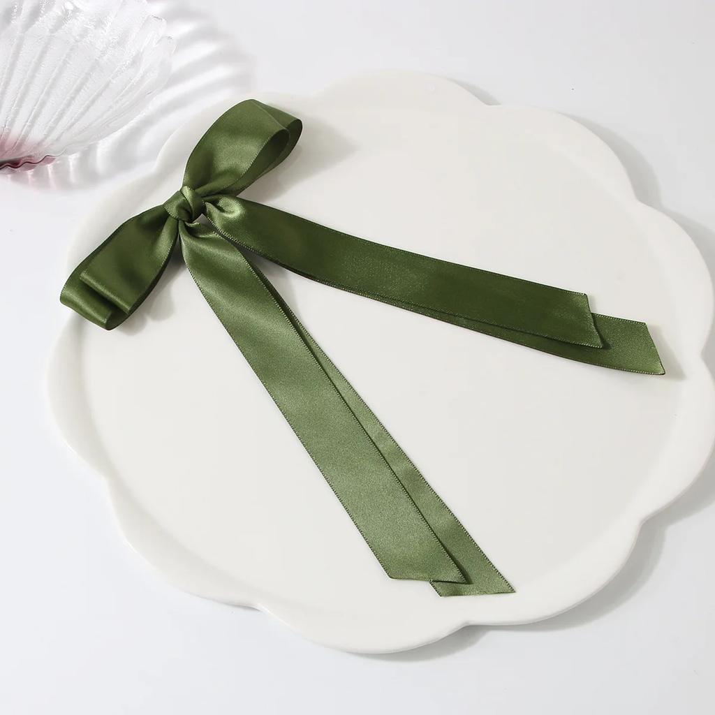 Women Elegant Bow Ribbon Hair Clip Fashion Solid Satin Clips Simple Bowknot Hairpins Barrettes Hair Accessories for Girls