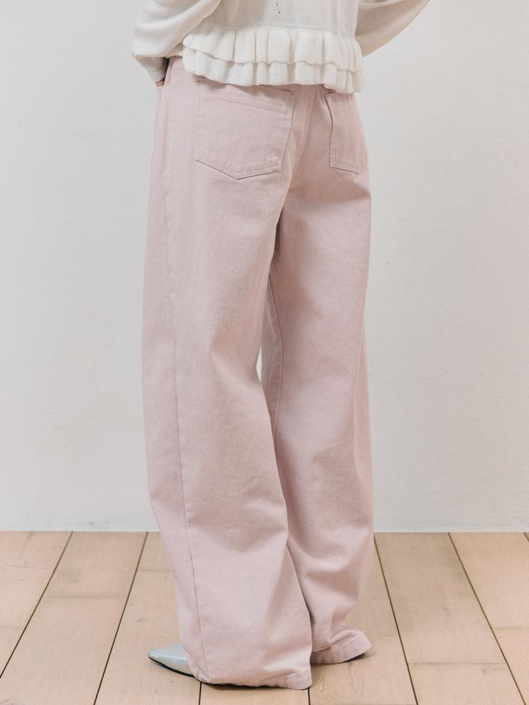 ETMON Pintuck Cotton Pants, Pink
