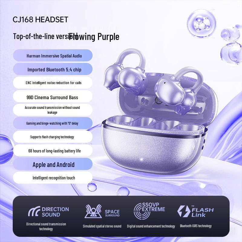 M91 Bone Conduction Open-Ear Bluetooth Headphones, Clip-On, Digital Display, Long Battery Life, Compatible with Huawei, 2025 Model.