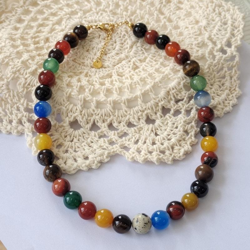 Colorful beaded necklace, fashionable and versatile clavicle chain