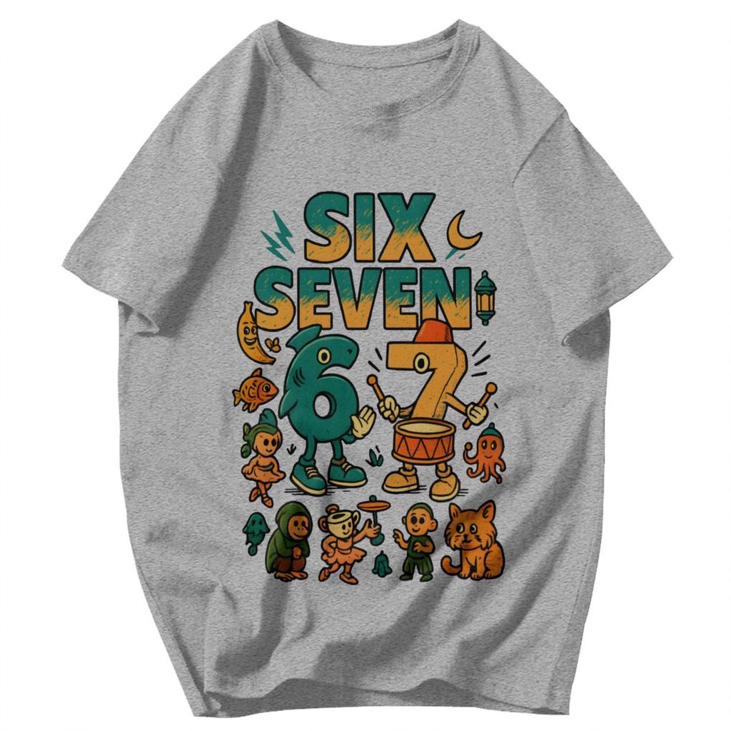 Men T Shirt 67 Brainrot Italian Meme Funny 67 Retro Cotton Y2K Graphic Quality Unisex Clothes T Shirts