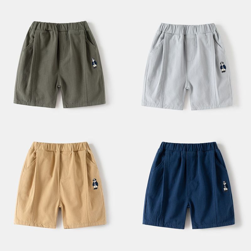 Boys' Cropped Pants Summer Kids Cartoon Embroider Bear Shorts Baby Boy Bermuda Shorts K-style Kids Pants