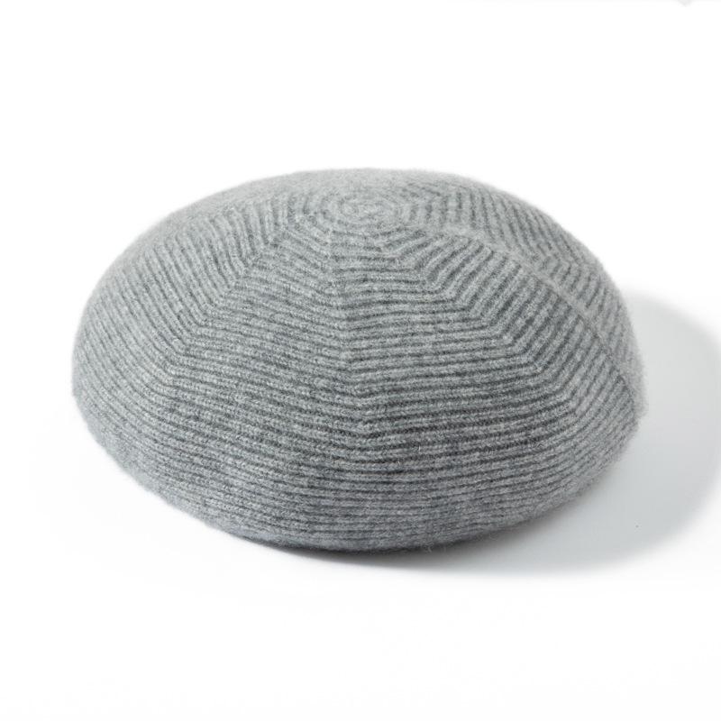 Women's 100% Pure Cashmere Beret for Autumn/Winter - Warm, Versatile, French Style, Large Fit, Slimming, Thick Knit, Solid Color.