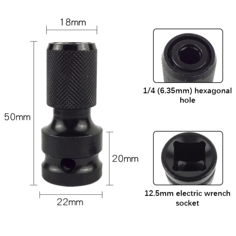 4 Stück Steckschlüsseladapter Sechskantadapter 1/2 Zoll Vierkantantrieb auf 1/4 Zoll Sechskant Schnellwechsel-Konverter Sechskant-Steckschlüsseladapter