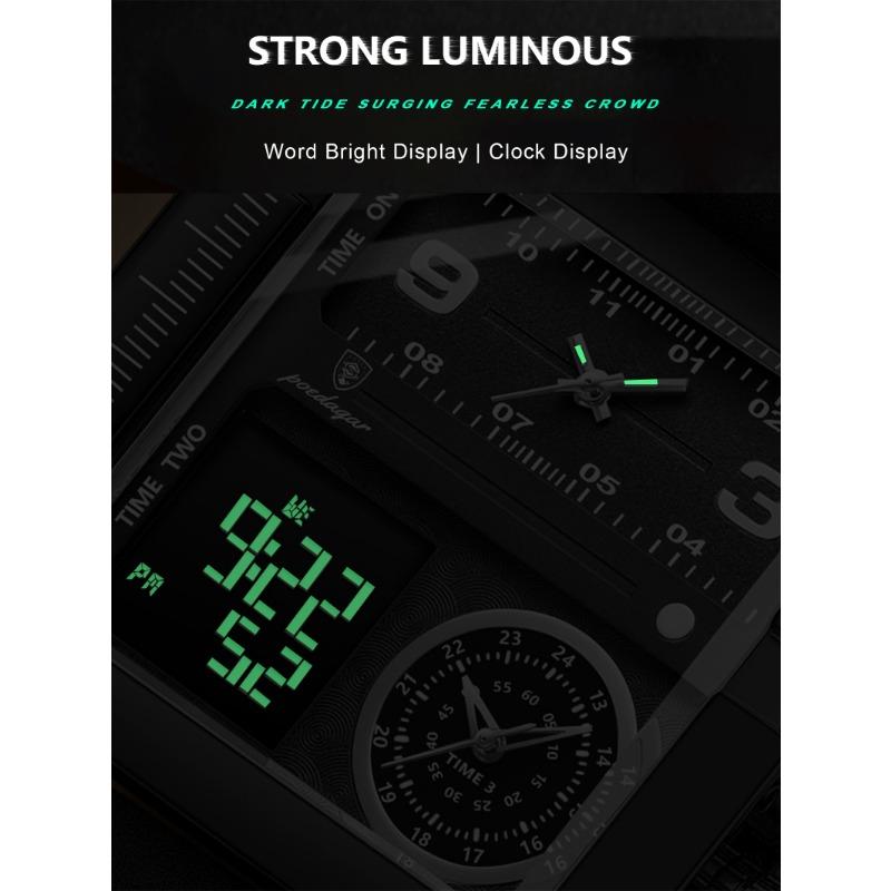POEDAGAR Fashion Sports Digital Male Wristwatch Date Week Waterproof Luminous Casual Clock Electronic Quartz Watches