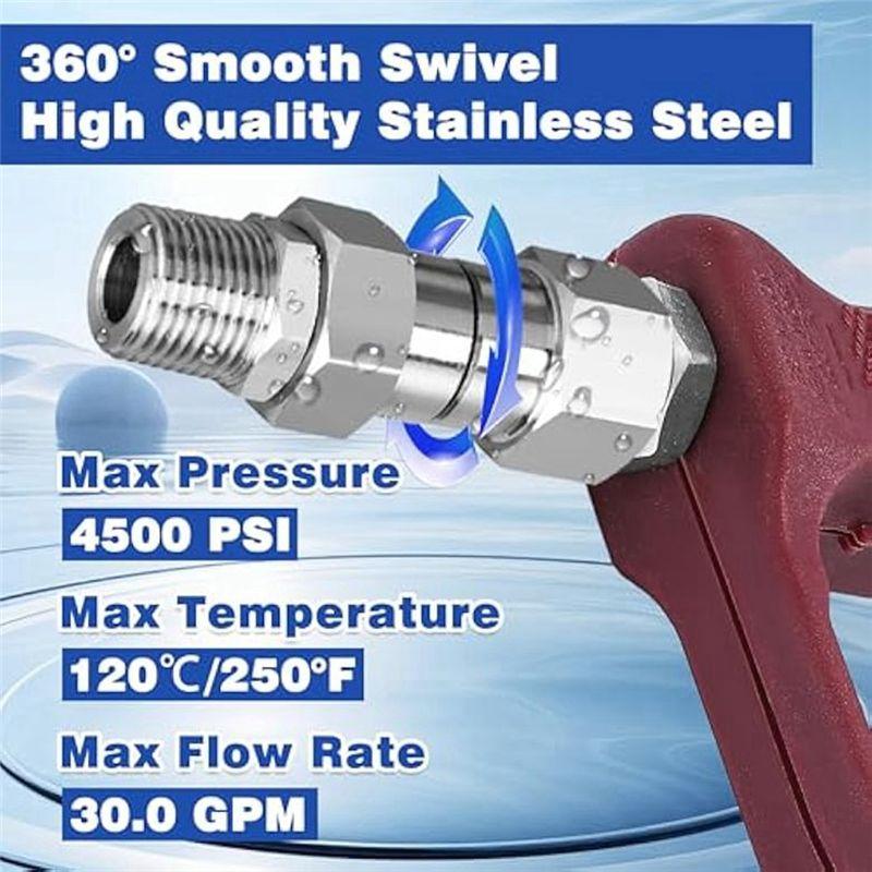 2Pcs 3/8Inch NPT Pressure Washer Swivel Fitting,Anti-Twist 3/8Inch Swivel Male To Female Adapter,360° Swivel Connector