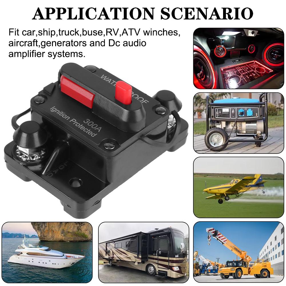 Fuse Reset Car Boat Auto Waterproof Fuse Box 12-48V DC Car Fusibles Amplificador Fuse 300A AMP Circuit Breaker Fuse Reset
