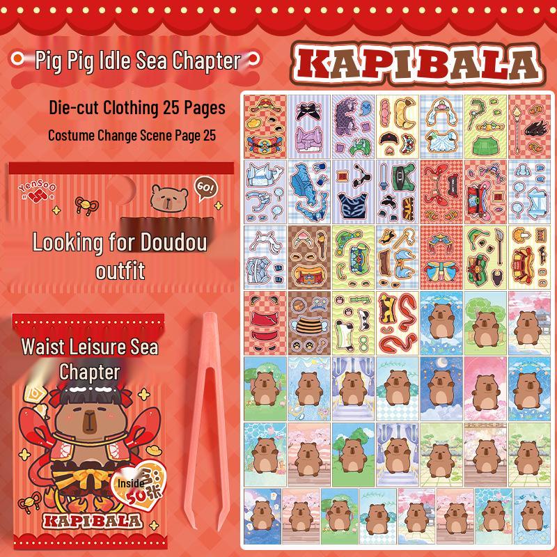 Capybara Cartoon Dress-Up Sticker Mini Book - High-Value Cute Pocket Edition